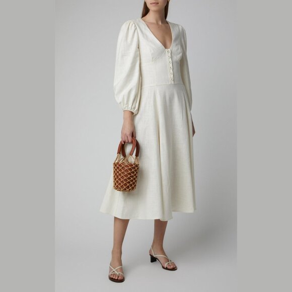 STAUD "Birdie" linen dress in cream (size 2) - Picture 1 of 2
